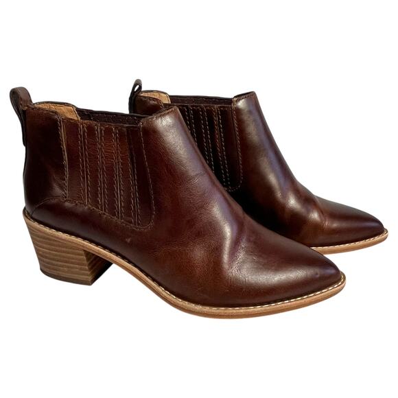 Madewell Chelsea Bonham Boots Size 6 Brown Pull On Pointed Toe Leather Booties - Picture 1 of 9